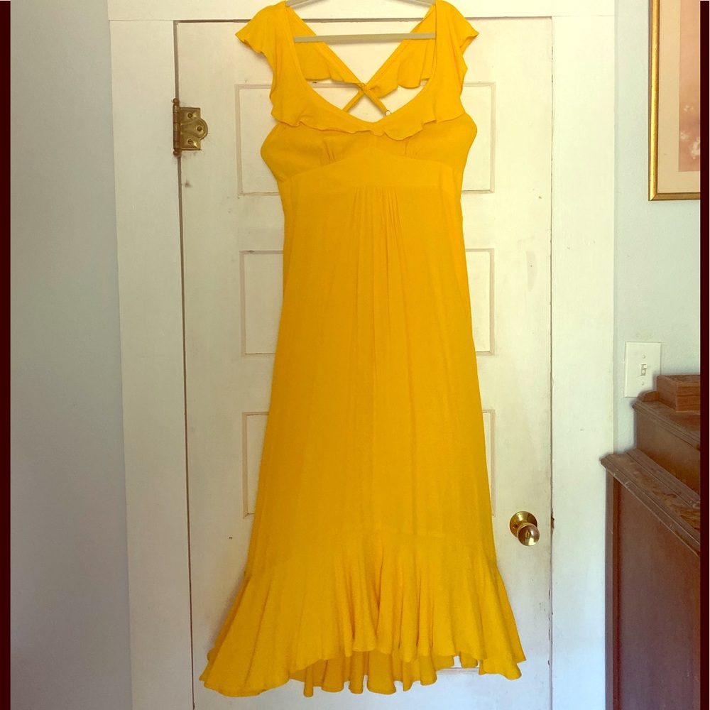 Anthropologie yellow Larke dress sz10 NWT